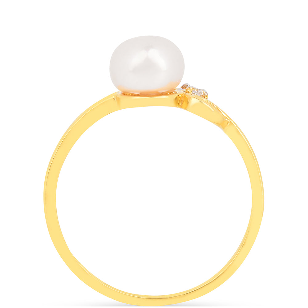 Pierścionek srebrny pozłacany z kremową perłą słodkowodną i białym cyrkonem 3 