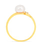 Pierścionek srebrny pozłacany z kremową perłą słodkowodną i białym cyrkonem