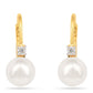 Kolczyki srebrne pozłacane z kremową perłą słodkowodną i białym cyrkonem