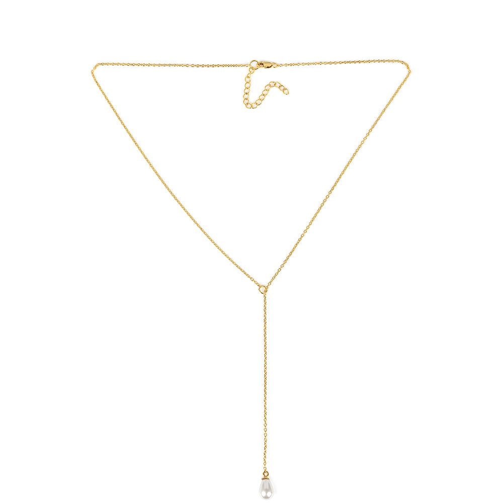 Naszyjnik srebrny pozłacany z kremową perłą słodkowodną