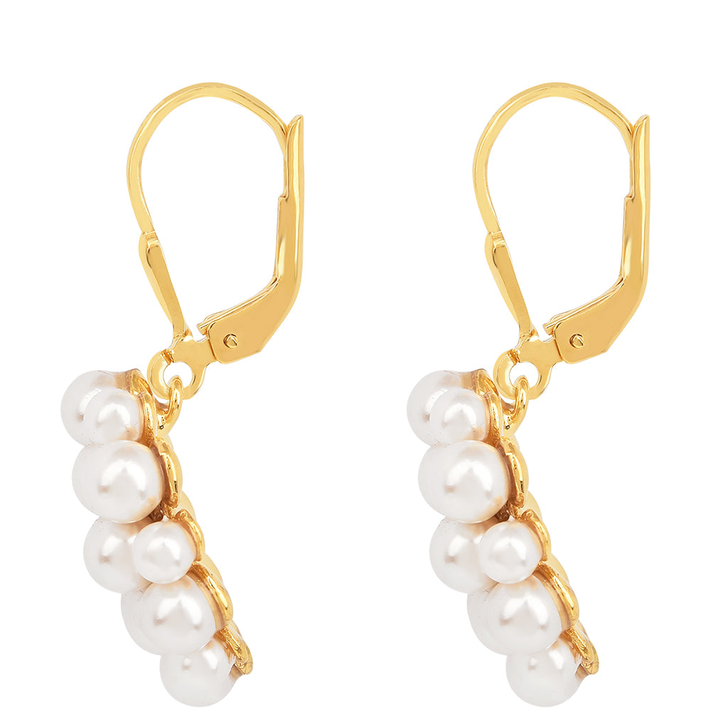 Kolczyki srebrne pozłacane z kremową perłą słodkowodną