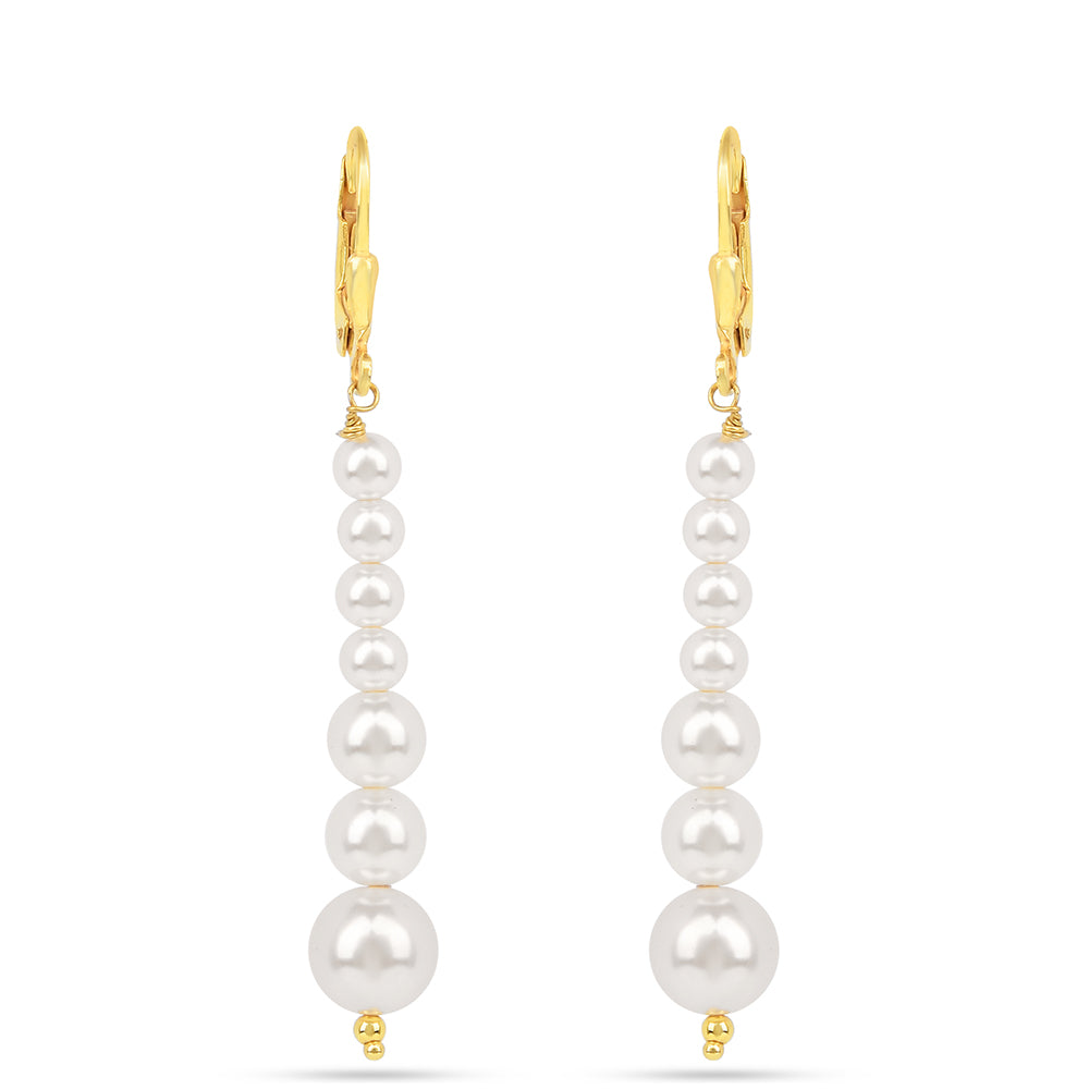 Kolczyki srebrne pozłacane z kremową perłą słodkowodną 1 