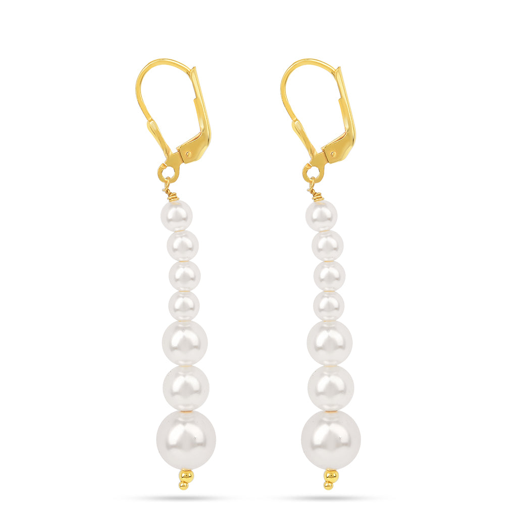 Kolczyki srebrne pozłacane z kremową perłą słodkowodną