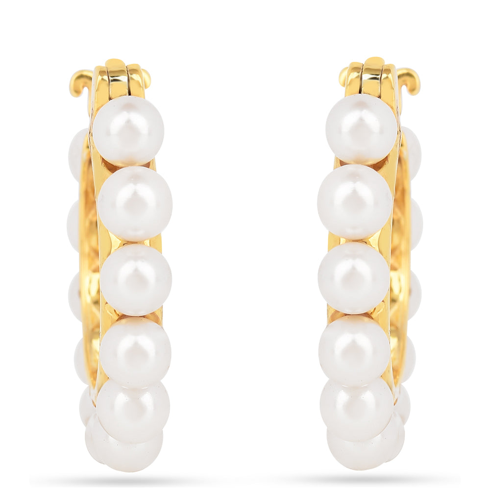 Kolczyki srebrne pozłacane z kremową perłą słodkowodną