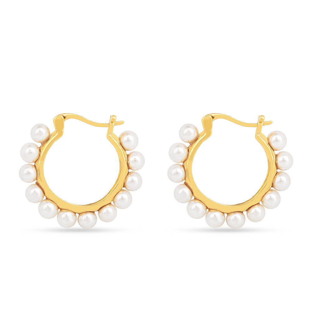 Kolczyki srebrne pozłacane z kremową perłą słodkowodną 1 