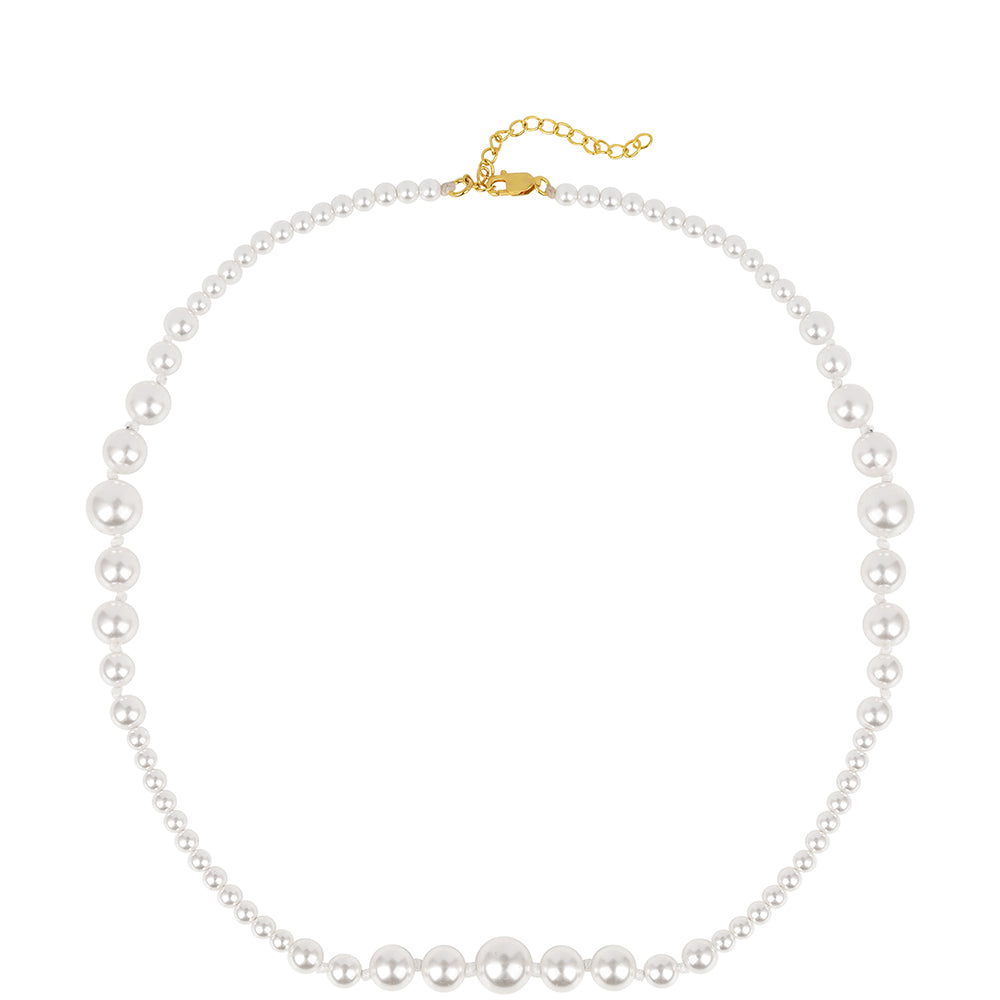 Naszyjnik srebrny pozłacany z kremową perłą słodkowodną