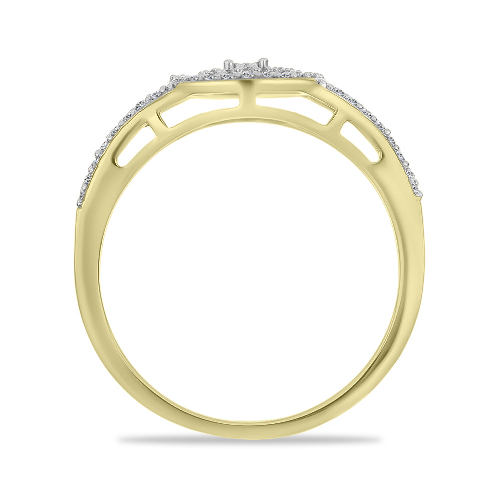 Pierścionek srebrny pozłacany z białym diamentem i białym cyrkonem 2 
