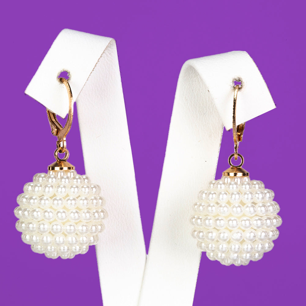 Zestaw pozłacane ze szklaną perłą ( Naszyjnik+Kolczyki+Bransoletka )