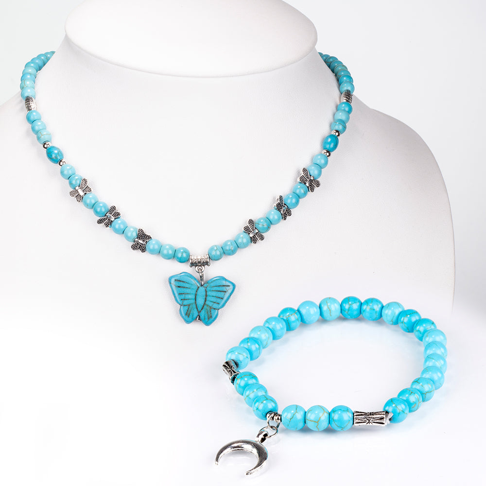 Zestaw pozłacane z turkusem ( Naszyjnik+Bransoletka ) 1 