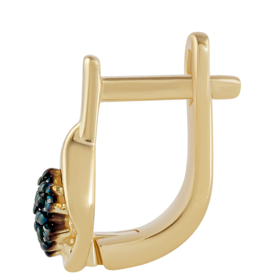 Kolczyki srebrne pozłacane z niebieskim diamentem