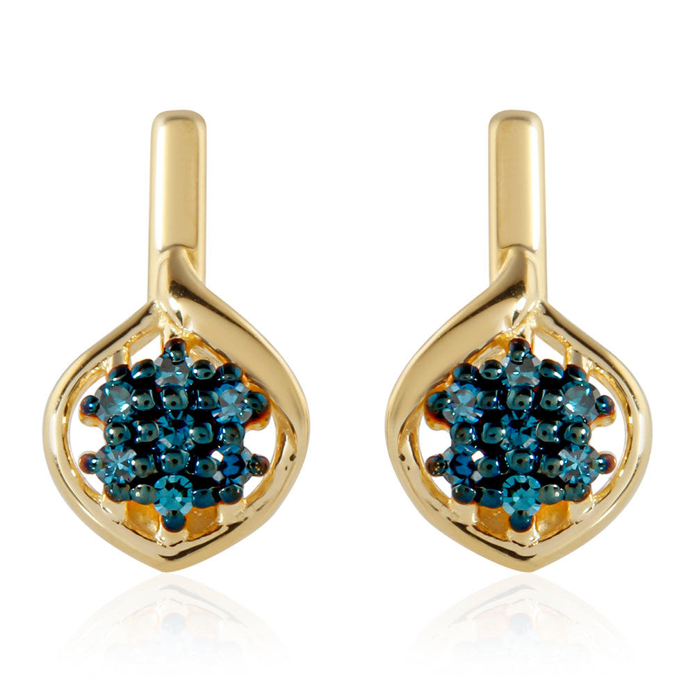 Kolczyki srebrne pozłacane z niebieskim diamentem 1 