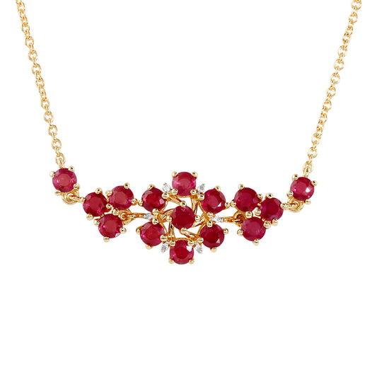 Naszyjnik srebrny pozłacany z tajskim rubinem i białym topazem