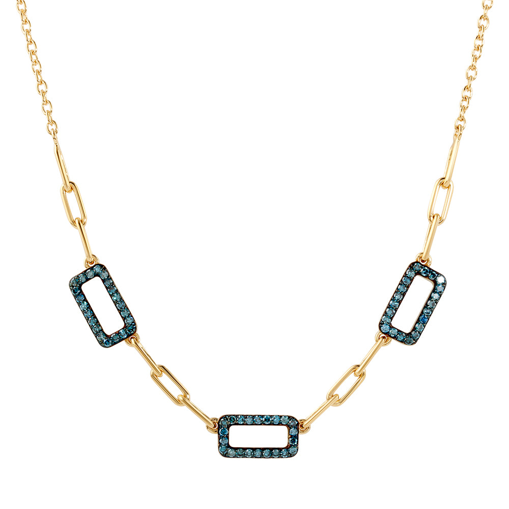 Naszyjnik srebrny pozłacany z niebieskim diamentem