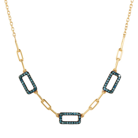 Naszyjnik srebrny pozłacany z niebieskim diamentem