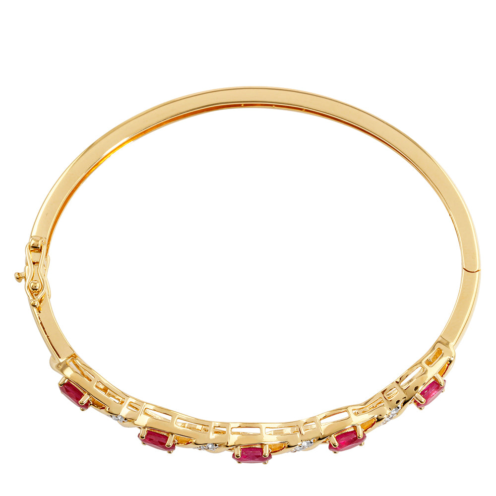 Bransoletka srebrny pozłacany z tajskim rubinem i białym topazem 2 