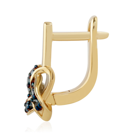 Kolczyki srebrne pozłacane z niebieskim diamentem