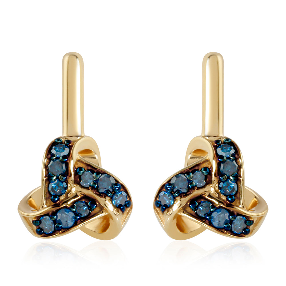 Kolczyki srebrne pozłacane z niebieskim diamentem