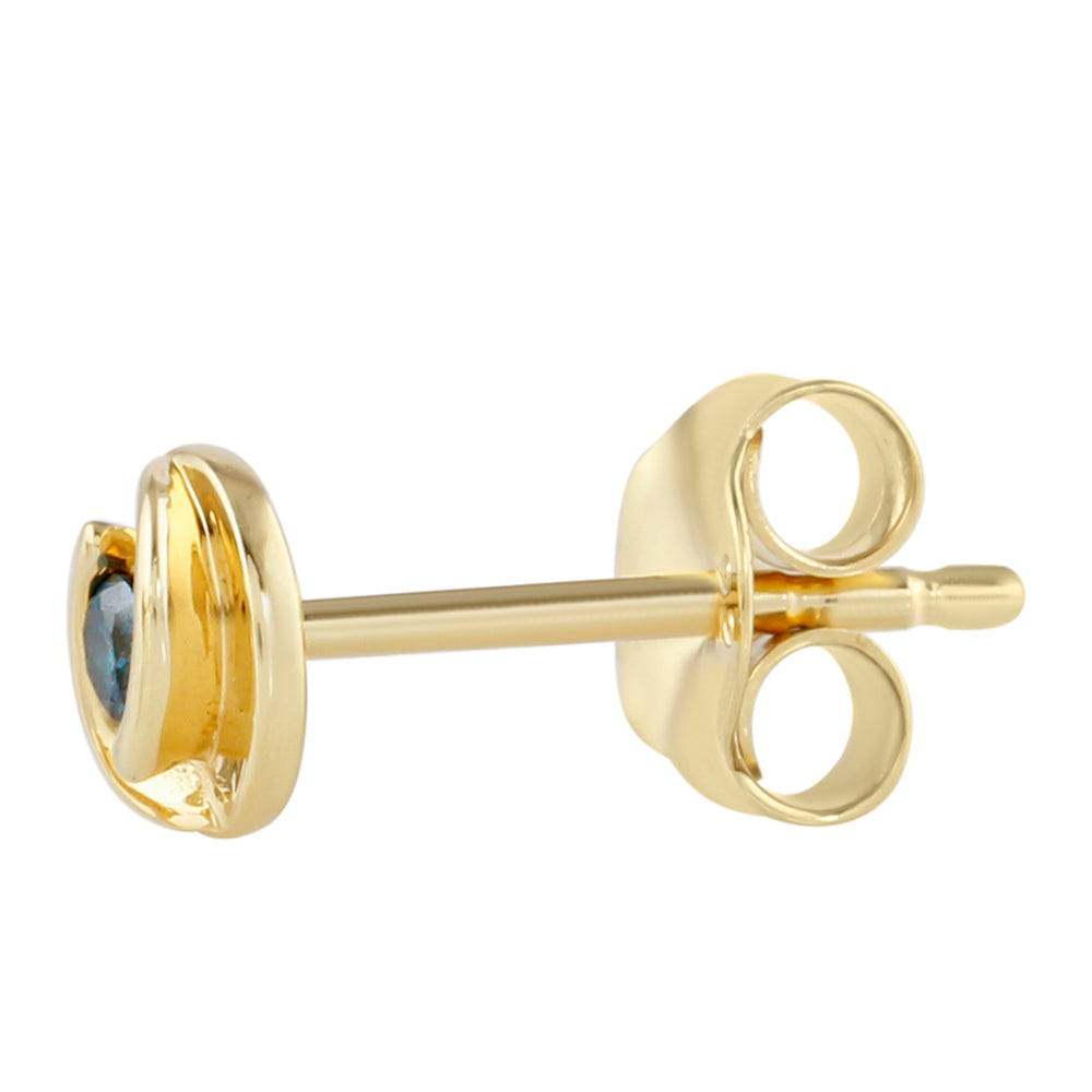 Kolczyki srebrne pozłacane z niebieskim diamentem 2 