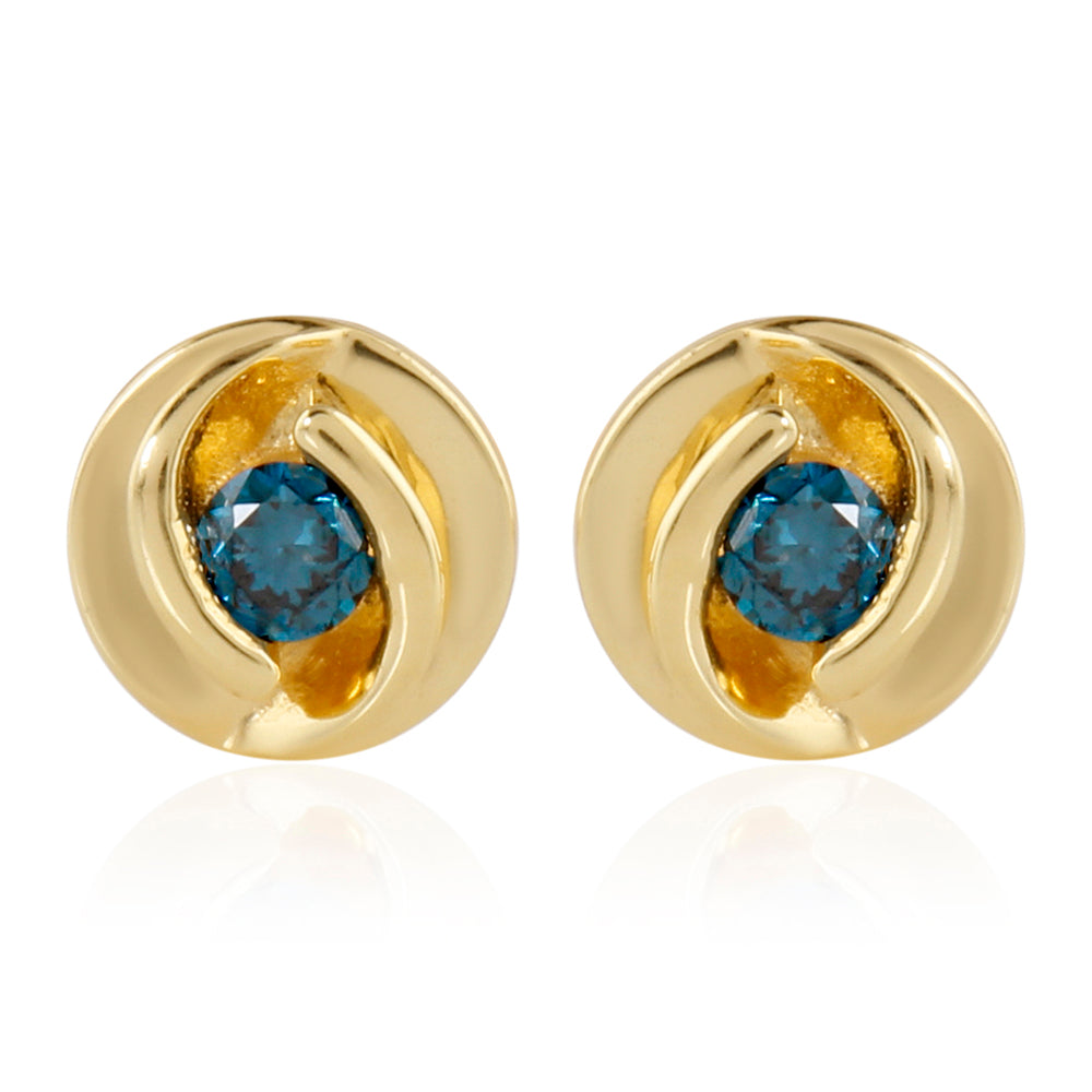 Kolczyki srebrne pozłacane z niebieskim diamentem 1 
