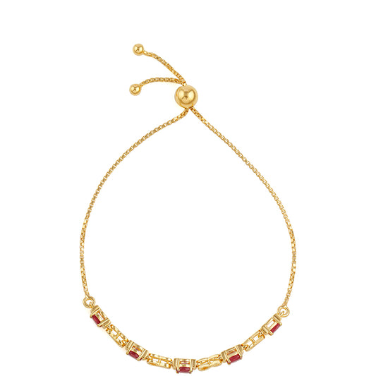 Bransoletka srebrna pozłacana z tajskim rubinem