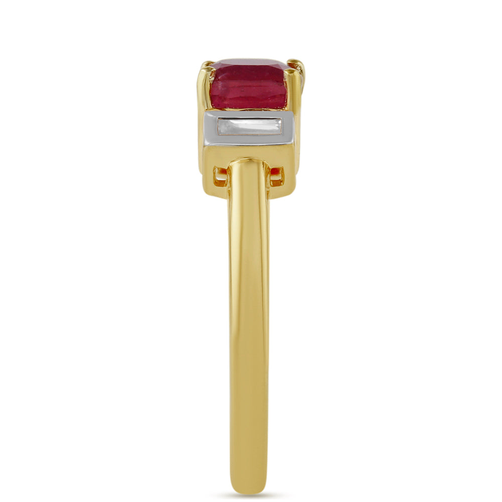 Pierścionek srebrny pozłacany z tajskim rubinem i białym topazem 3 