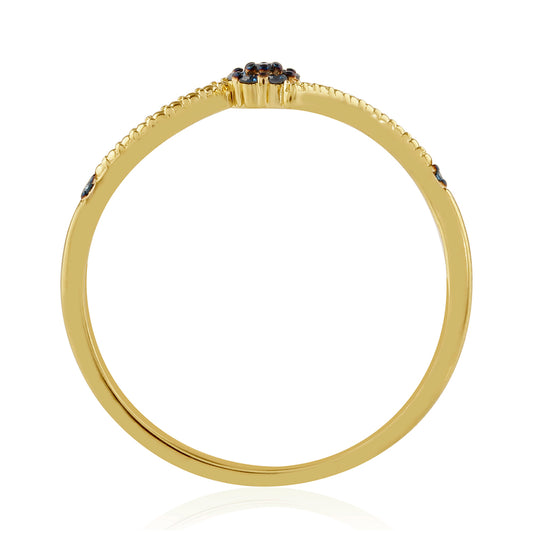 Pierścionek srebrny pozłacany z niebieskim diamentem