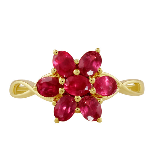 Pierścionek srebrny pozłacany z tajskim rubinem