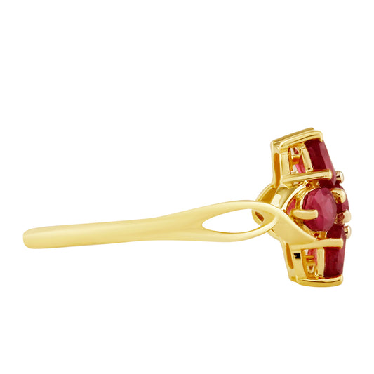 Pierścionek srebrny pozłacany z tajskim rubinem