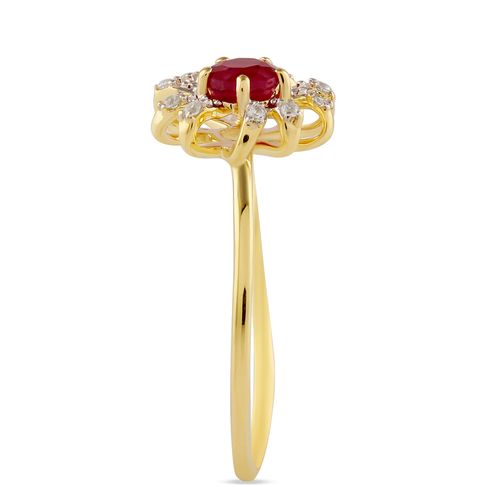 Pierścionek srebrny pozłacany z tajskim rubinem i białym topazem 3 