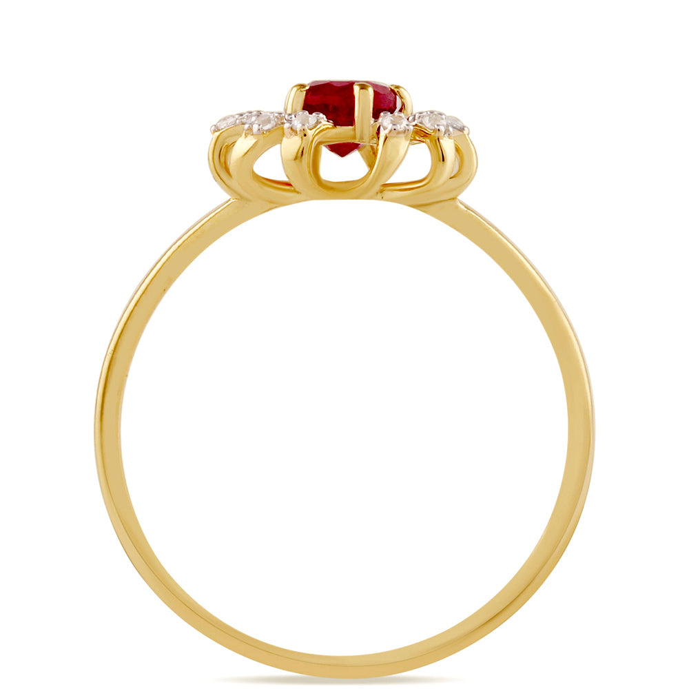 Pierścionek srebrny pozłacany z tajskim rubinem i białym topazem