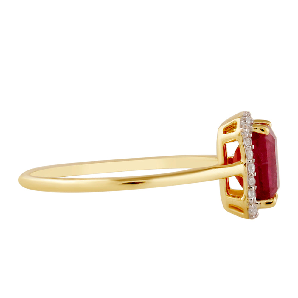 Pierścionek srebrny pozłacany z tajskim rubinem i białym topazem 2 