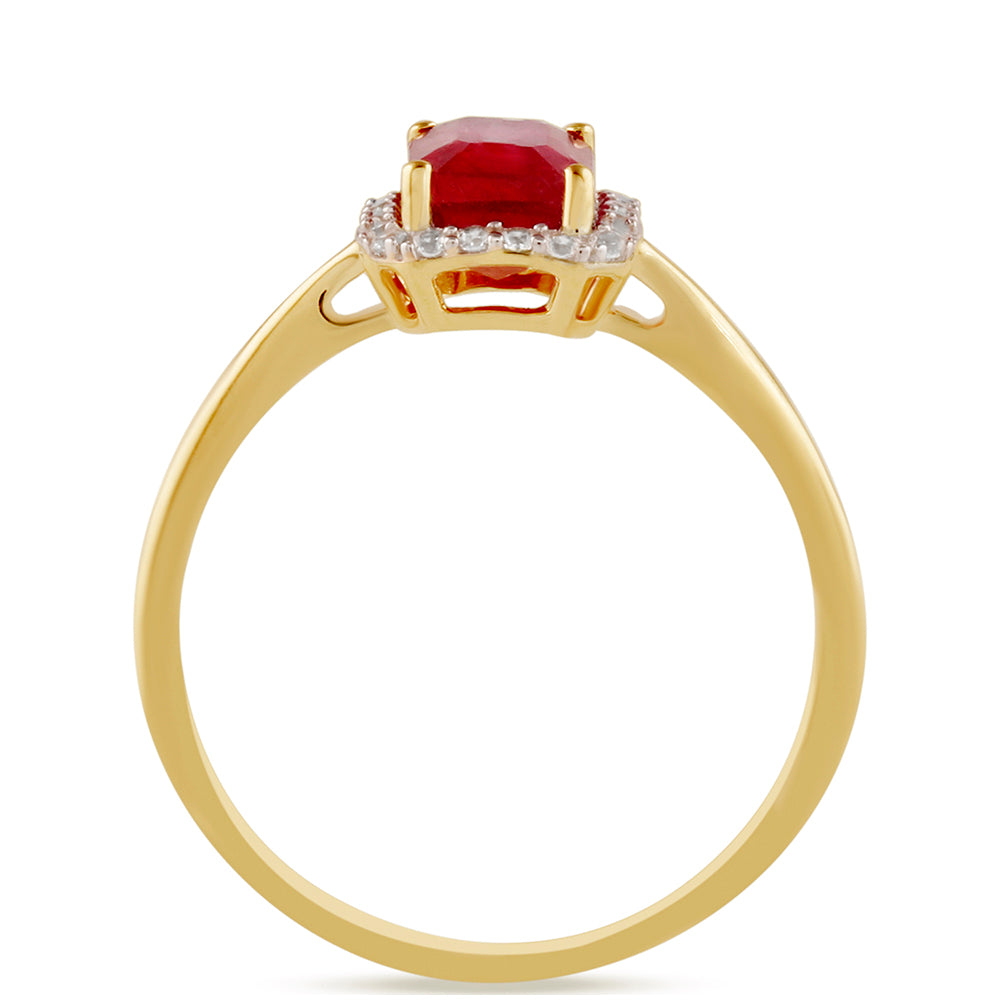 Pierścionek srebrny pozłacany z tajskim rubinem i białym topazem