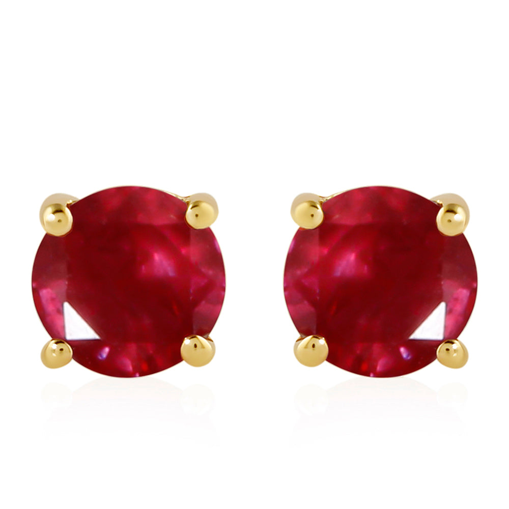 Kolczyki srebrne pozłacane z tajskim rubinem 1 