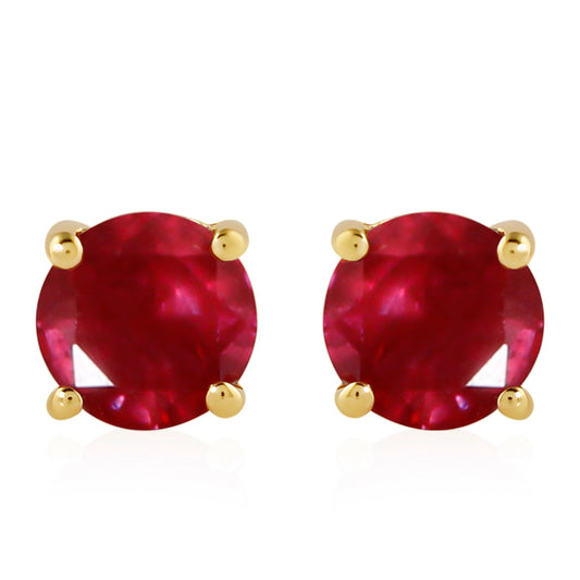 Kolczyki srebrne pozłacane z tajskim rubinem