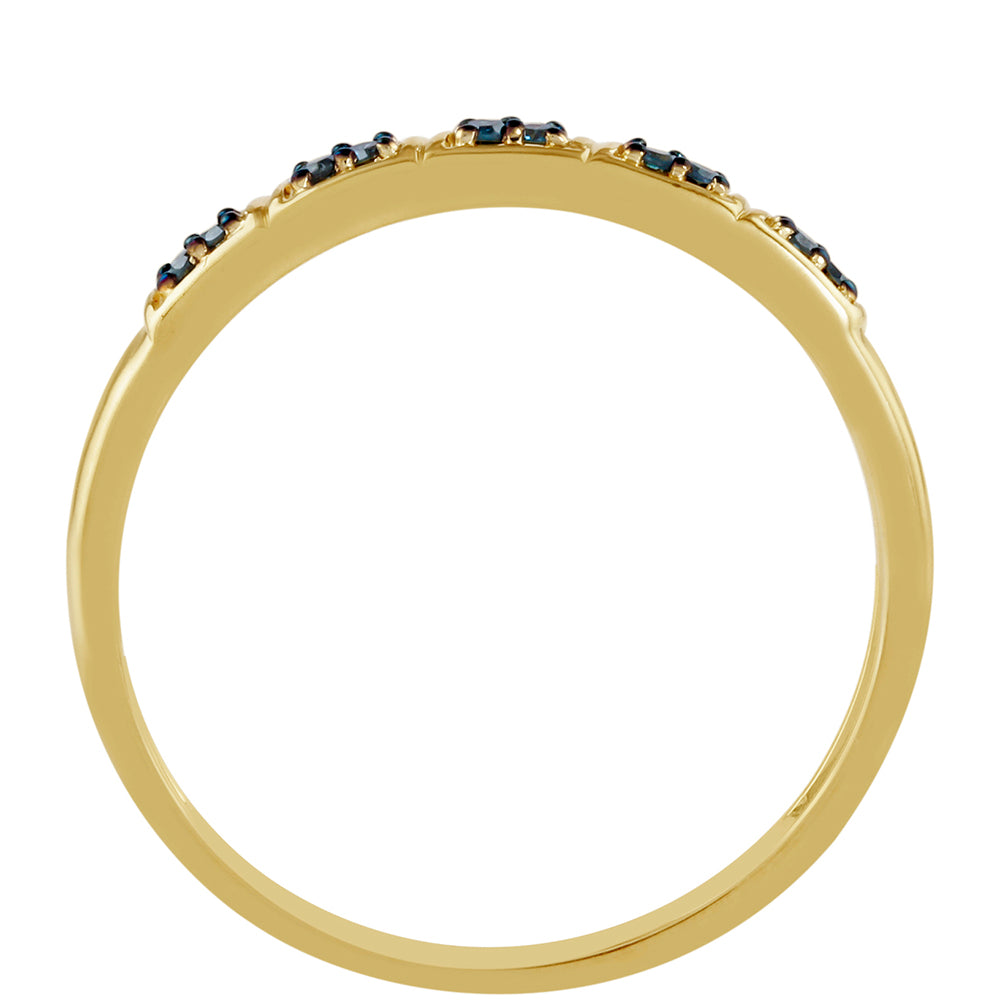 Pierścionek srebrny pozłacany z niebieskim diamentem 4 