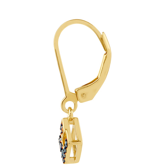 Kolczyki srebrne pozłacane z niebieskim diamentem