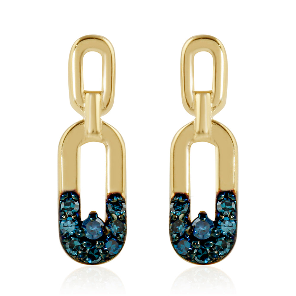 Kolczyki srebrne pozłacane z niebieskim diamentem 1 