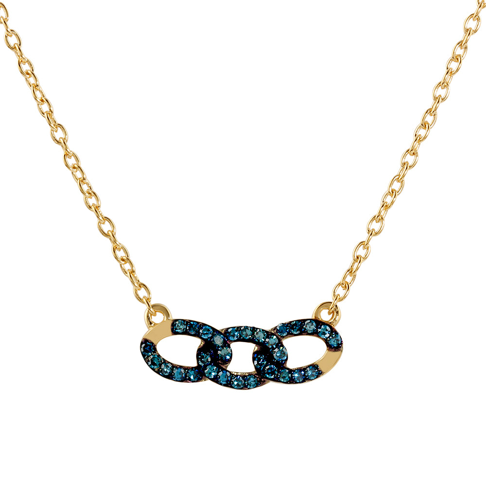 Naszyjnik srebrny pozłacany z niebieskim diamentem 1 