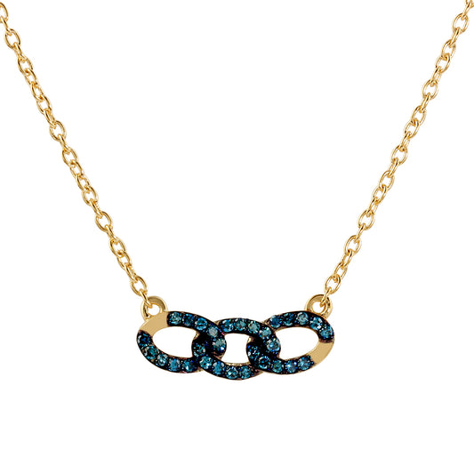 Naszyjnik srebrny pozłacany z niebieskim diamentem