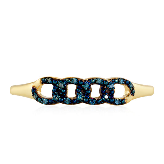 Pierścionek srebrny pozłacany z niebieskim diamentem