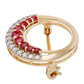 Broszka z 9K złota z malgaskim rubinem i białym cyrkonem