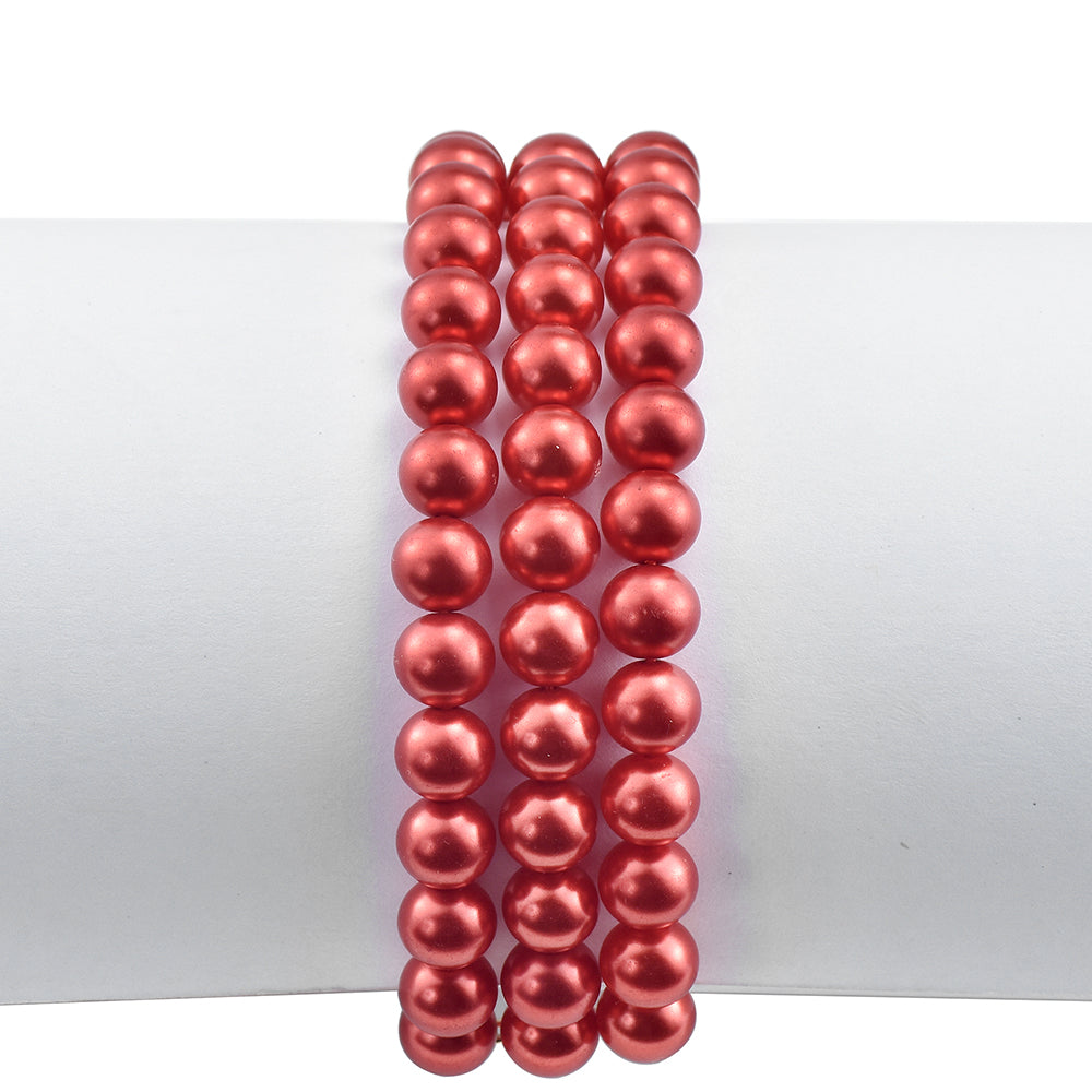 Bransoletka srebrna pozłacana z czerwoną perłą słodkowodną