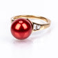 Pierścionek srebrny pozłacany z czerwoną perłą słodkowodną i białym topazem