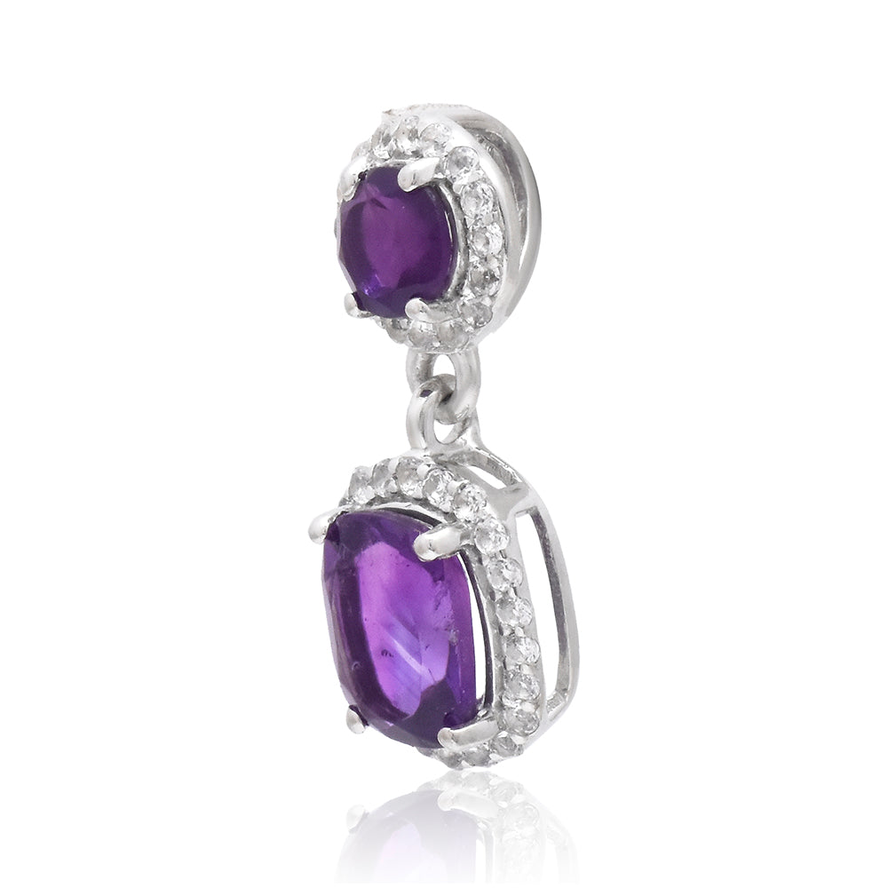 Zawieszka ze srebra próba 925 z marokańskim ametystem i białym topazem