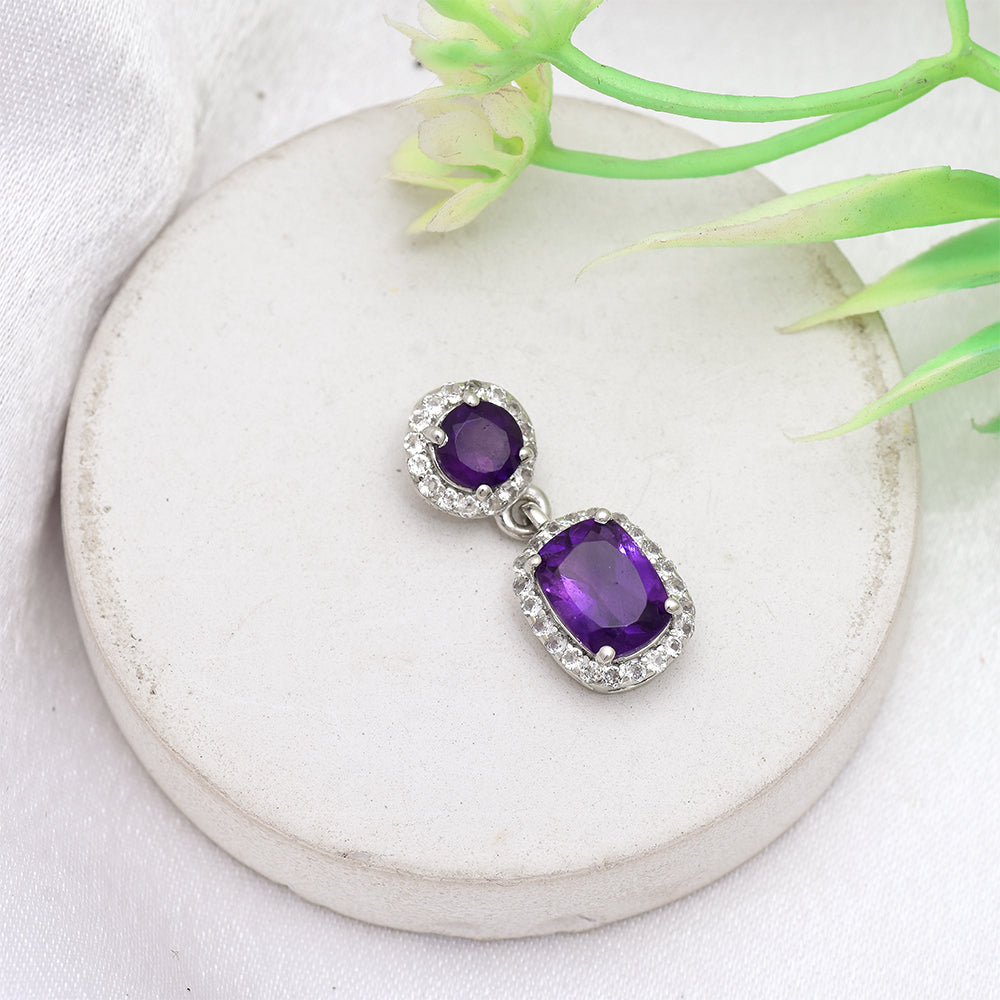 Zawieszka ze srebra próba 925 z marokańskim ametystem i białym topazem 1 