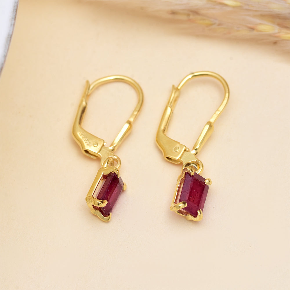 Kolczyki srebrne pozłacane z malgaskim rubinem 5 