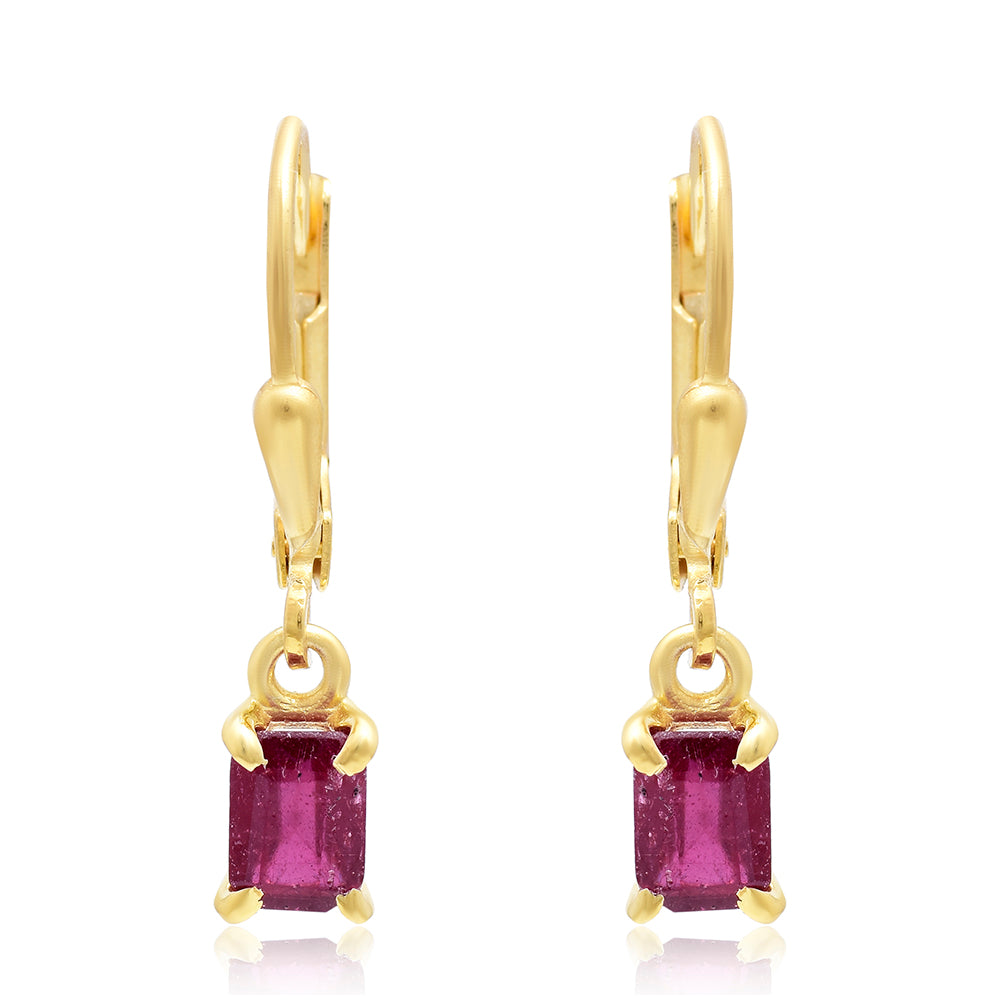 Kolczyki srebrne pozłacane z malgaskim rubinem