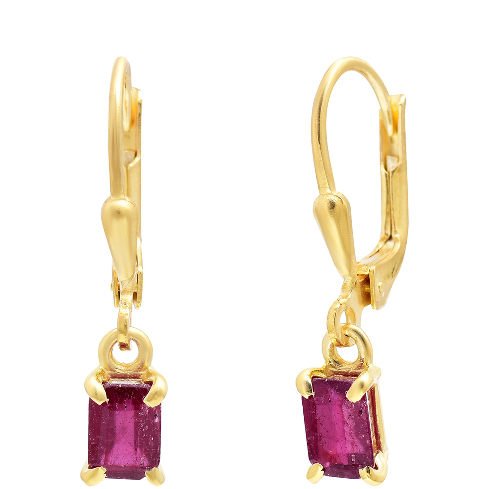 Kolczyki srebrne pozłacane z malgaskim rubinem 2 