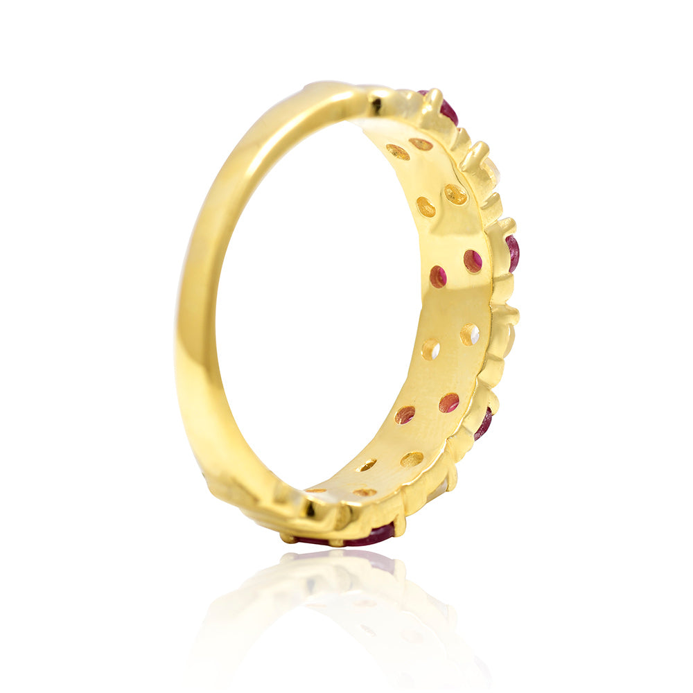 Pierścionek srebrny pozłacany z malgaskim rubinem i białym topazem 3 