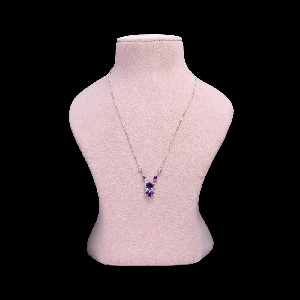 Naszyjnik ze srebra próby 925 z marokańskim ametystem i białym topazem 1 